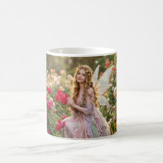 Mooie feeënprinses in rozentuin koffiemok