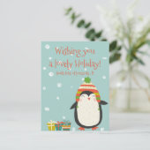 Mooie feestdag! Cute Penguin | Vreemde kerst Briefkaart (Staand voorkant)