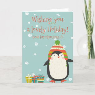 Mooie feestdag! Cute Penguin   Vreemde kerst Feestdagen Kaart