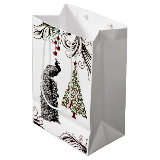 Mooie feestdag met voetgangers en kerstbomen medium cadeauzakje (Voorkant Gekanteld)