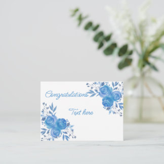 Mooie felicitatie blauw Roos Notitiekaartje