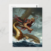 Mooie felle rode draak briefkaart (Voorkant / Achterkant)
