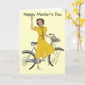 Mooie fiets dame kaart (Gele Bloem)