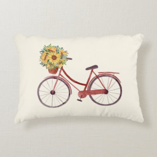 Mooie  fiets met zonnebloemen  accent kussen
