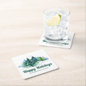 Mooie fijne feestdagen Aangepaste kerstfeest Vierkante Kartonnen Onderzetter (Insitu)