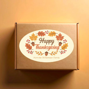Mooie fijne Thanksgiving krans met blad van gepers Ovale Sticker