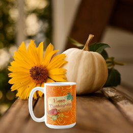 Mooie fijne Thanksgiving mok met pompoenontwerp