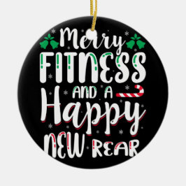 Mooie fitness en vrolijke nieuwe kerst achter keramisch ornament