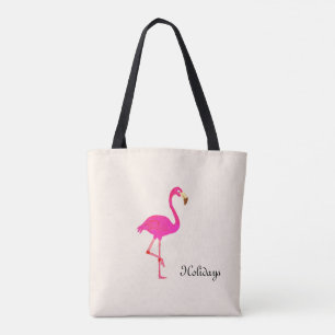 Mooie flamingo en kalligrafie op ivoor draagtas