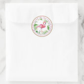 Mooie Flamingo en Palms Fun-Gezegde Ronde Sticker (Tas)