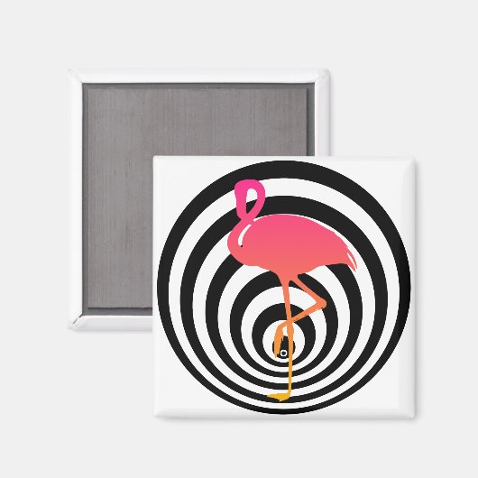 Mooie flamingo in cirkels magneet (Voorkant / Achterkant)