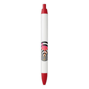 Mooie flamingo in cirkels zwarte inkt pen