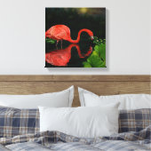 Mooie Flamingo in Pond Wrapped Canvas Afdruk (Insitu (Slaapkamer))