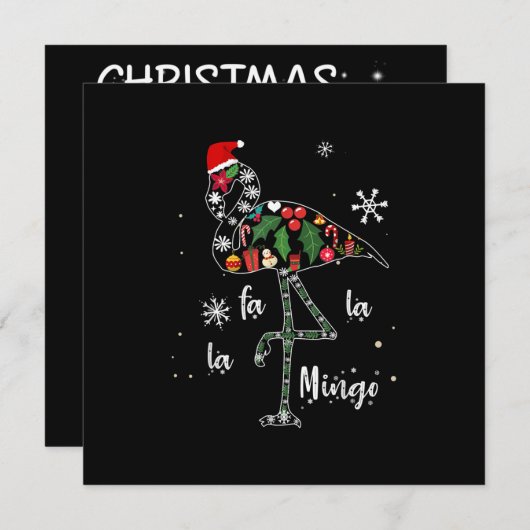 Mooie Flamingo Kerst Xmas Kaart (Voorkant / Achterkant)