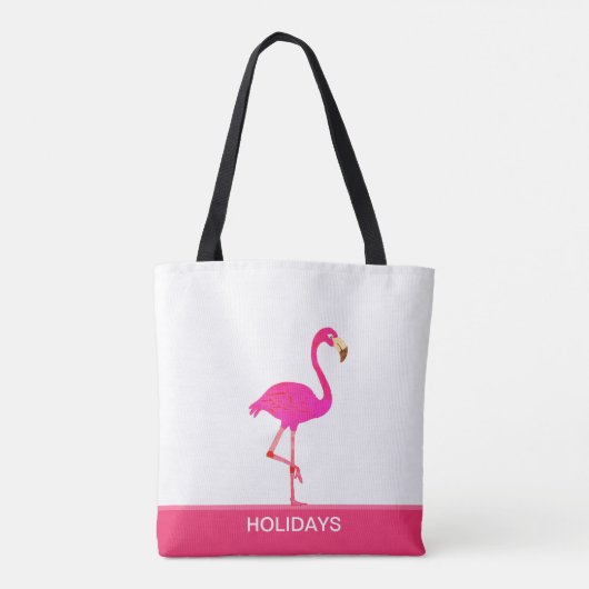 Mooie Flamingo op Roze en Wit Draagtas (Achterkant)