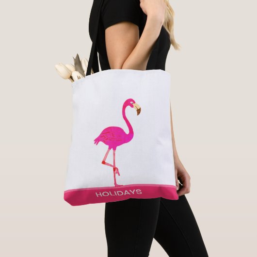 Mooie Flamingo op Roze en Wit Draagtas (Dichtbij)