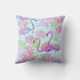 Mooie flamingo's en lotusbloemen kussen