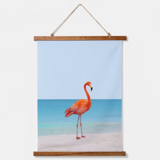 Mooie Flamingos op het strand Hangend Wandkleed (Voorkant 3)
