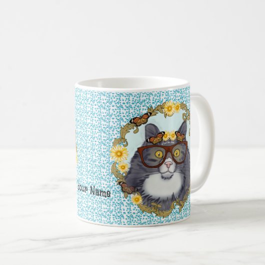 Mooie Floof Cat met een bril mok (Voorkant rechts)