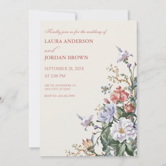 mooie Flora Fauna bruiloft Kaart (Achterkant)