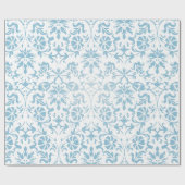 Mooie Floral Aqua en White Damask Design Cadeaupapier (Vlak)