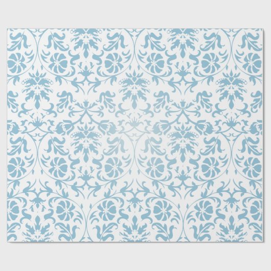 Mooie Floral Aqua en White Damask Design Cadeaupapier (Vlak)