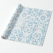Mooie Floral Aqua en White Damask Design Cadeaupapier (Uitgerold)