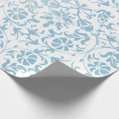 Mooie Floral Aqua en White Damask Design Cadeaupapier (Hoek)