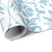 Mooie Floral Aqua en White Damask Design Cadeaupapier (Rol Hoek)