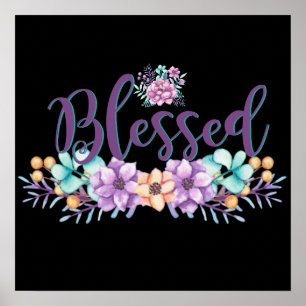 Mooie Floral Blessed Poster