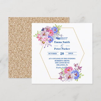 Mooie Floral Bouquet en Glitter Wedding Kaart