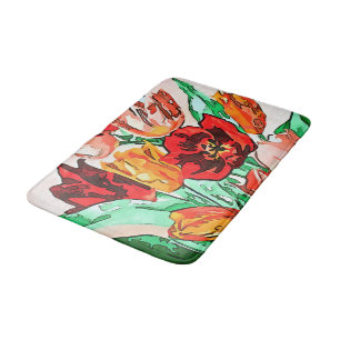 Mooie Floral Bouquet Tulips Black Outline Art Badmat