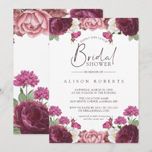 Mooie Floral Burgundy-Vrijgezellenfeest Kaart
