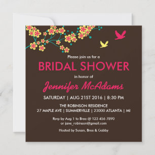 Mooie Floral en Bird Bridal Shower Kaart
