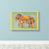 Mooie Floral  fijn gekleurde olifant Canvas Afdruk (Insitu (Houten vloer))