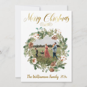 Mooie Floral foto krans kerst Kaart