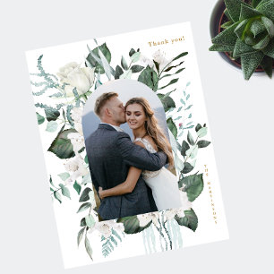 Mooie Floral foto Weduwschap Dank je Briefkaart