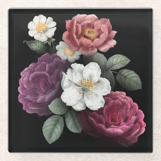 Mooie Floral Glazen Onderzetter (Voorkant)