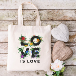 Mooie Floral Love is Love Pride Tote Bag
