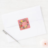 Mooie, floral met Happy Moederdag Vierkante Sticker (Envelop)