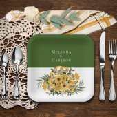 Mooie Floral met Rings Wedding Papieren Bordje
