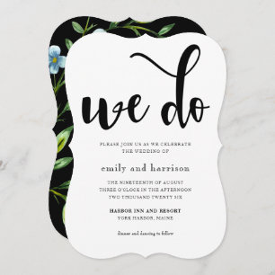 Mooie Floral met Whimsical Typography Wedding Kaart