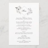 Mooie Floral Monogram Sketched Wreath Wedding Menu (Voorkant)