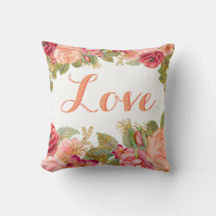 Mooie Floral Pillow met aangepaste tekst Kussen