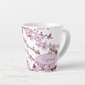 Mooie Floral Pink Cherry Blossom Custom Latte Mok (Rechterhoek)