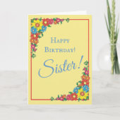 Mooie Floral Sister Birthday Kaart (Voorkant)
