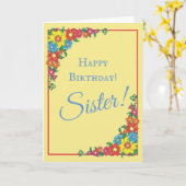 Mooie Floral Sister Birthday Kaart (Gele Bloem)