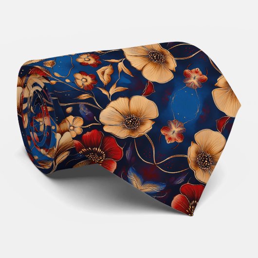 Mooie Floral Stropdas (Opgerold)