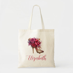 Mooie Floral thema hoge hak schoen Tote Bag