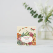 Mooie Floral Vierkante Visitekaartje (Staand voorkant)